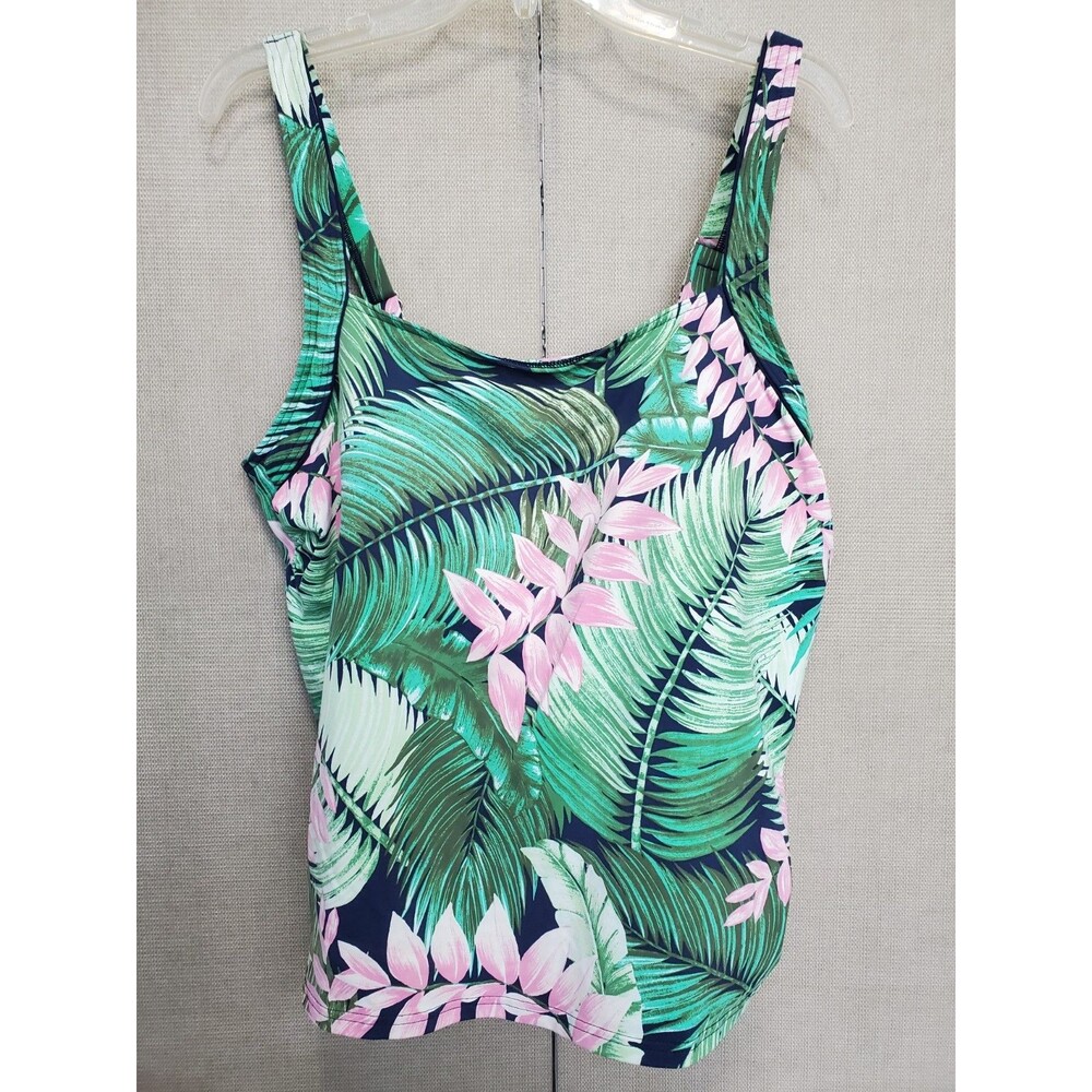 Lands' End Blue Tropical Floral Tankini Swim Top Size 16W